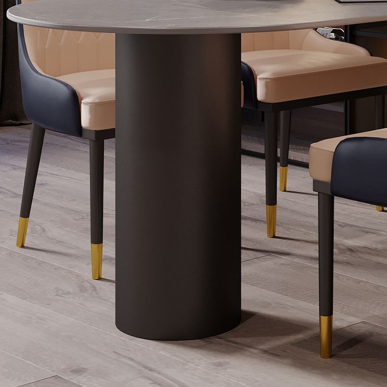 Modern Style Dining Table Sintered Stone Dining Table with Black Frame for Kitchen