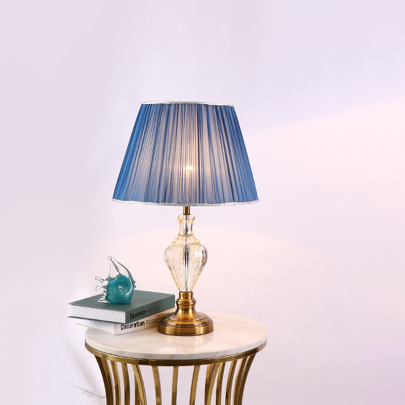 1 Glühbirnen -Esszimmerkristalltisch -Lampe moderne blaue Tischlicht mit ausgestattetem Stofffarbe