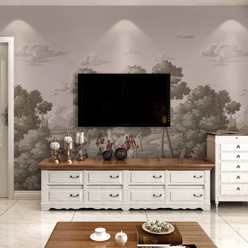 Nordic Wall Decor Grey Spring Hunting Full Size Mural Wallpaper, Custom-Made