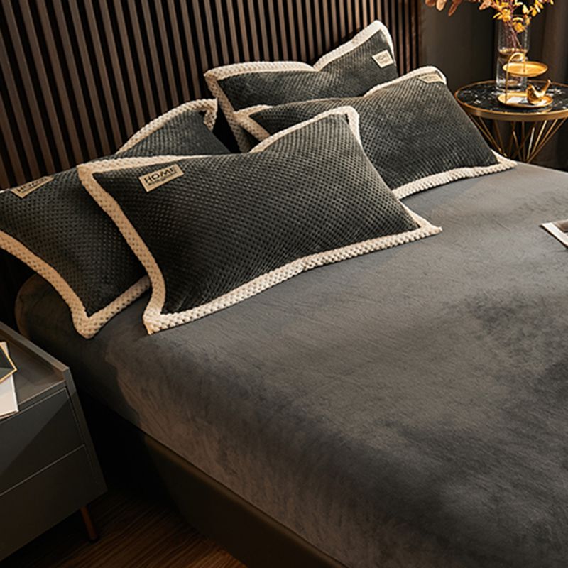 Soild Elegand Bed Sheet Set Flannel Fitted Sheet for Bedroom