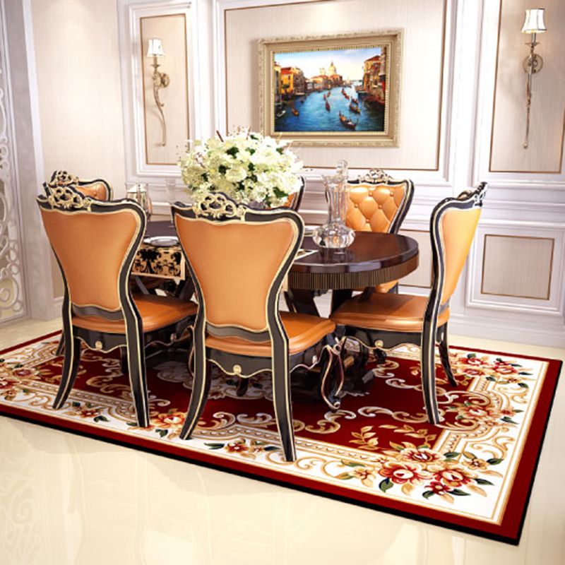 Multicolor Flower Rug Polyester Carpet Shabby Chic Anti-Slip Backing Indoor Rug for Living Room