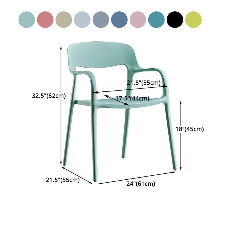 Sillón de estilo moderno con respaldo abierto y patas de plástico para cocina