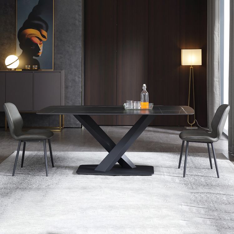 Modern Sintered Stone Dining Set 1/3/4/5 Pcs with Rectangle Table and Side Chairs