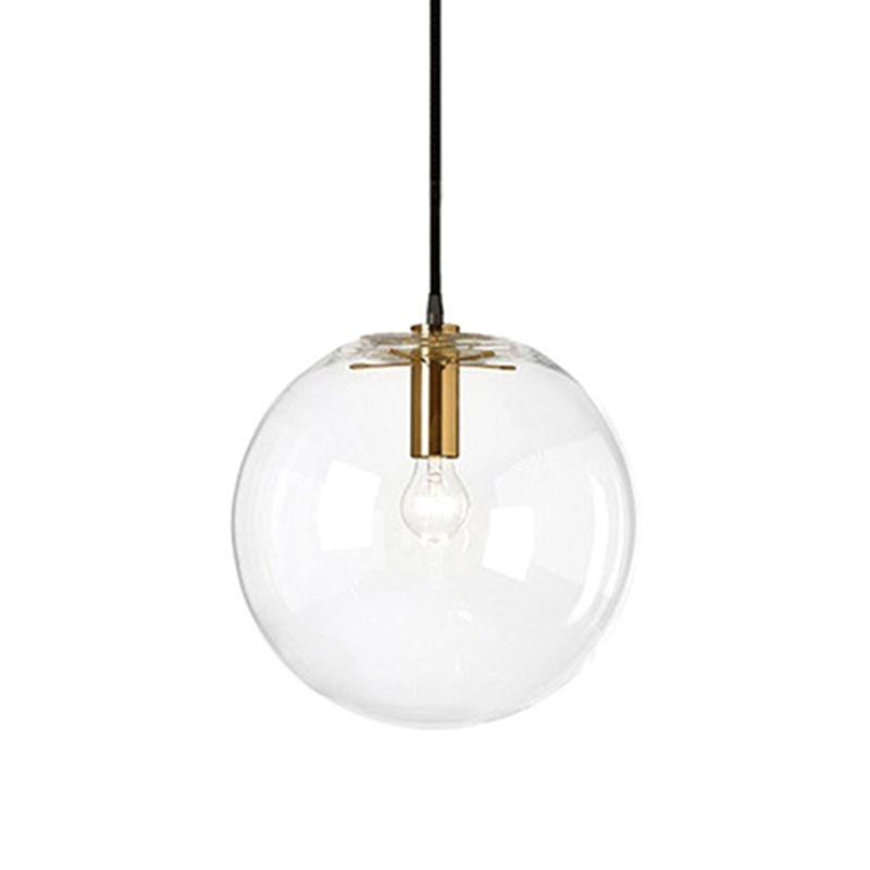 Café Bola Luz colgante de una luz Moderna de vidrio transparente Costilla de vidrio