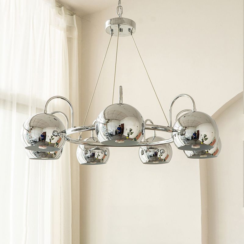 Zilveren koepel hanger licht postmodern metalen kroonluchter licht voor woonkamer