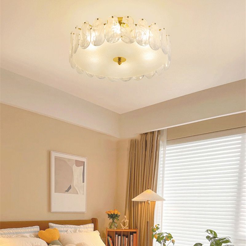 Contemporary Ceiling Lamp Glass Shade Flush Mount Lighting Fixture for Bedroom