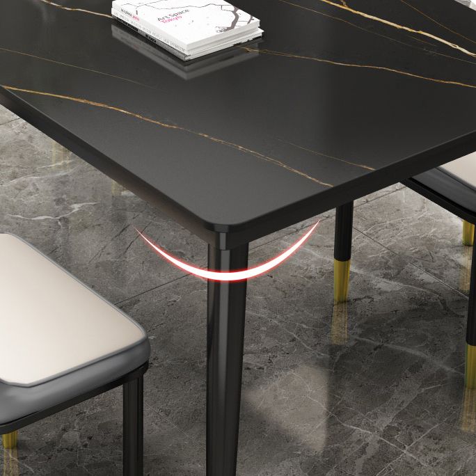 Casual Sintered Stone Standard Dining Table Rectangle Shape Dining Table for Kitchen