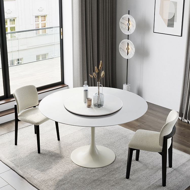 Round Dining Table Tulip Base Dining Table in White for Dining Room