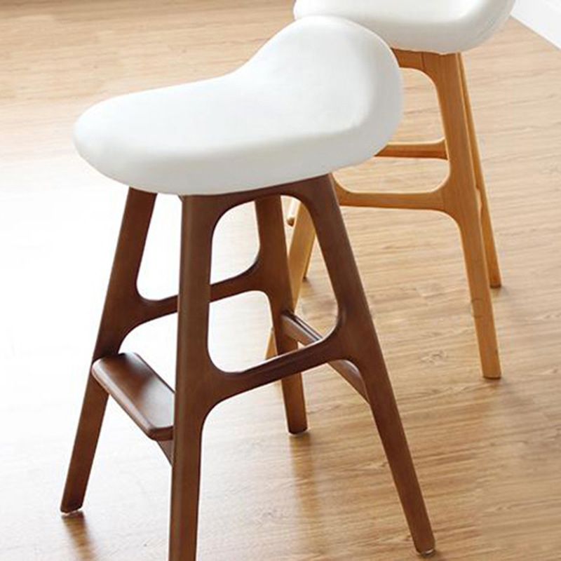 Industrial Ash Solid Wood Counter Stool Low Back Bar Stool with Footrest