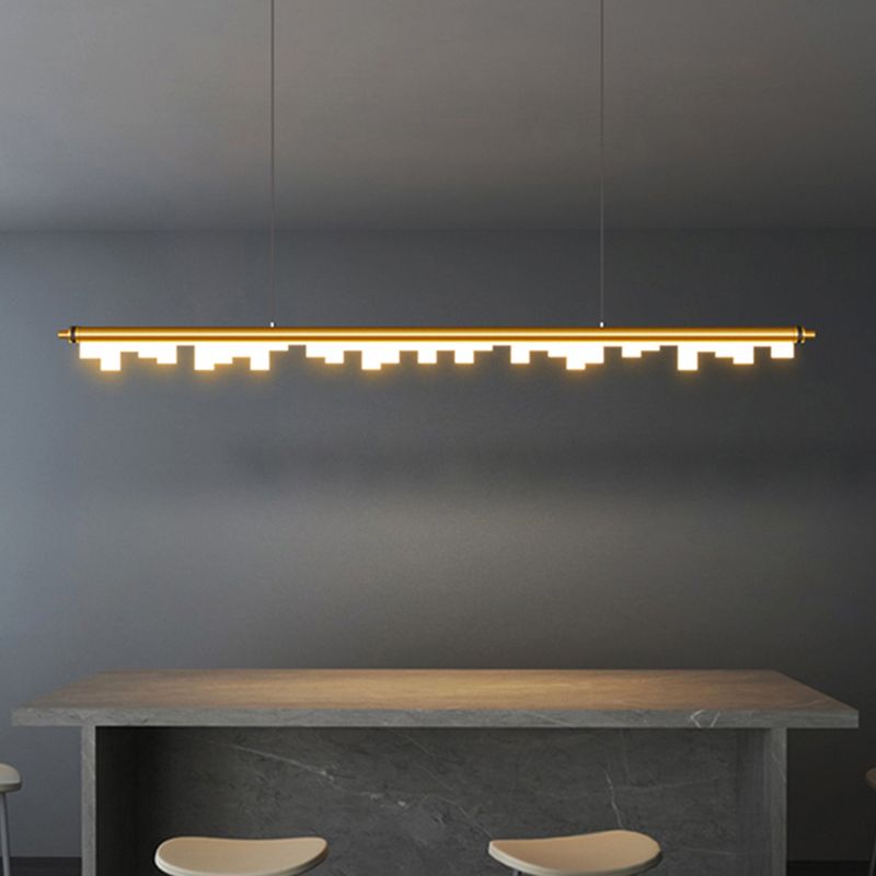 Contemporary Pendant Light Linear 1 Light Pendant Light Fixture with Acrylic Shade