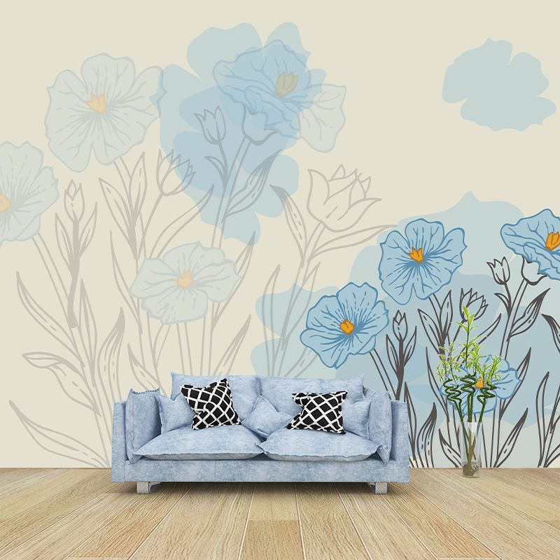 Plants Illustration Wallpaper Environment Friendly Mildew Resistant Indoor Wall Mural