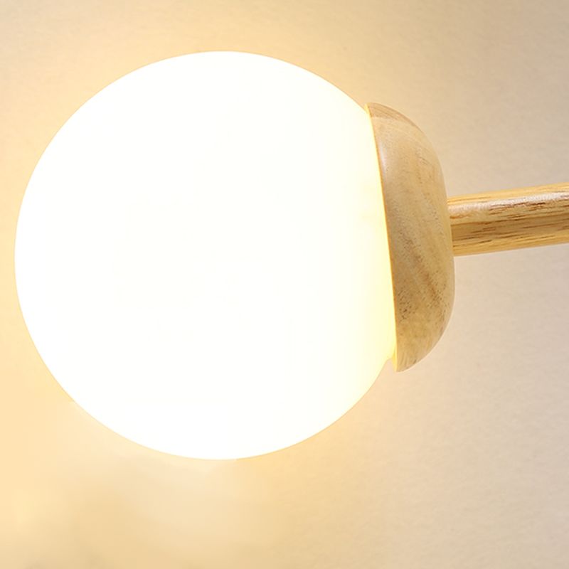 Plafonnier d'intérieur en bois de simplicité moderne, montage semi-encastré en verre Globe