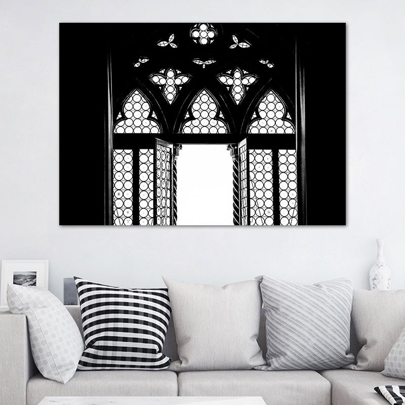 Leinwand, schwarzes Gemälde, Vintage-Stil, ausgehöhlte Tür-Wanddekoration, mehrere Größen erhältlich
