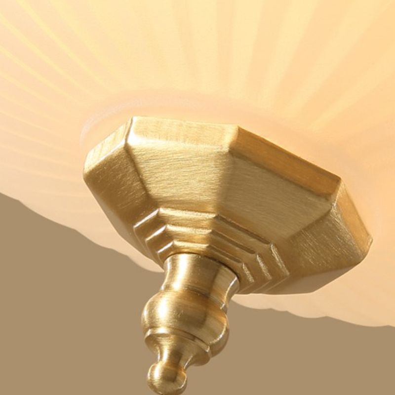 Glass Flush Mount Ceiling Light Brass Ceiling Lighting in Gold for Living Room Dining Room