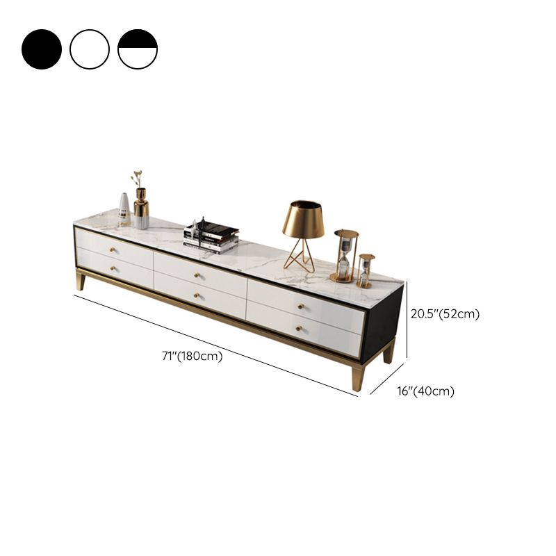 Glam Marble TV Stand Console Enclosed Storage TV Media Stand with Drawers for Living Room