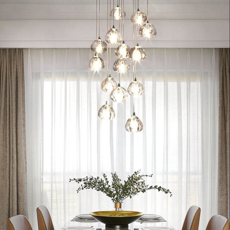 Cherries Hanging Light Fixtures Contemporary Glass Ceiling Pendant for Stairwell