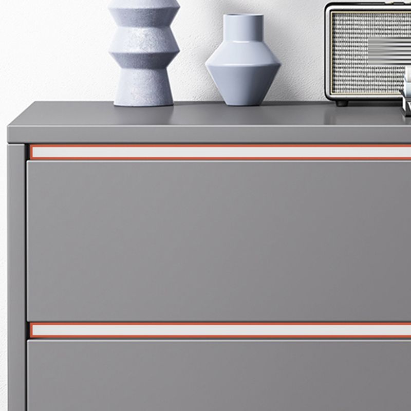 Contemporary Storage Chest Engineered Wood Bedroom Chest in Gray with Drawers