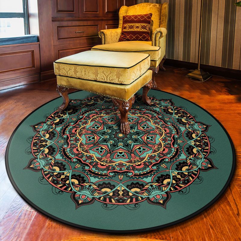 Multi Colored Flower Rug Polypropylene Moroccan Carpet Anti-Slip Backing Washable Stain Resistant Rug for Bedroom