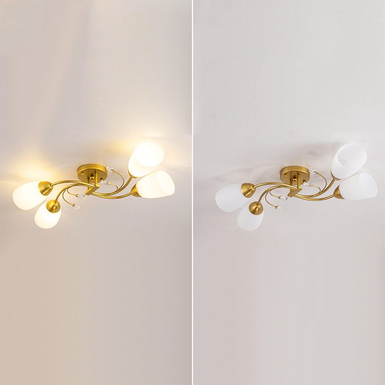 Lámpara tradicional de la semi rascada iluminación de techo de dormitorio múltiple con tono de vidrio de campana