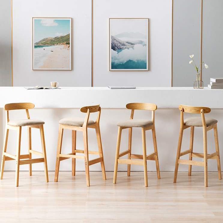 Solid Wood Armless Bar Chair Modern Low Back Bar Stool with Wooden Legs