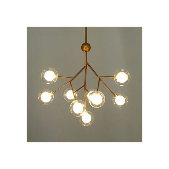 Branching Chandelier Light with Clear Glass Ball Shade Modern Style 9/27 Bulbs Black/White Ceiling Light Fixture