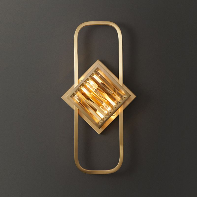 2 / 3 - Light Wall Light Solid Brass and Crystal Post Modern Wall Sconce