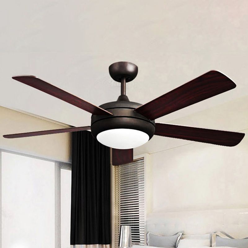 45.5" Wide Metal Black Semi-Flush Mount Bowl LED Rustic Ceiling Fan Lamp with 5 Blades