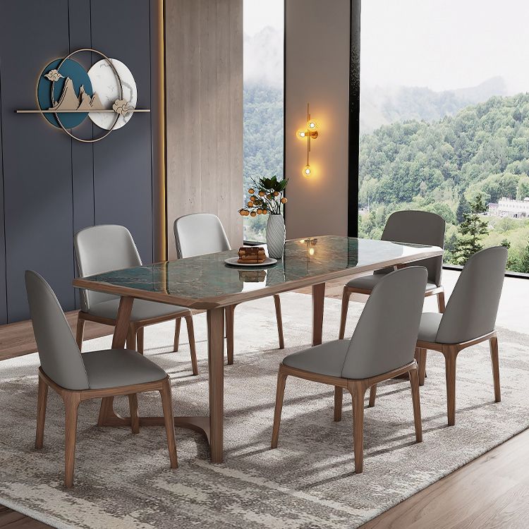 Designer Style Sintered Stone Dining Set Rectangle 1/4/5/7 Pieces Wooden Table with Chairs