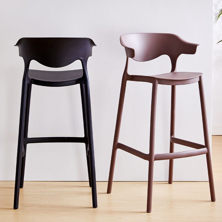 Contemporary Plastic Kitchen Dining Room Arm Stool Low Back Bar Stool