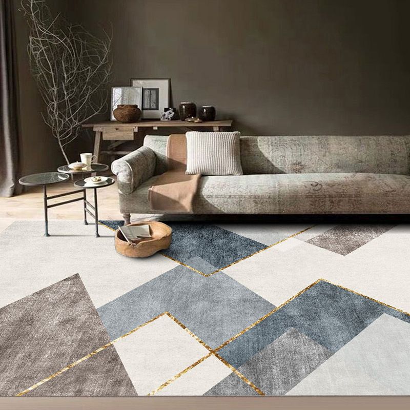 Brown Modern Rug Polyester Graphic Indoor Rug Stain Resistant Rug for Living Room