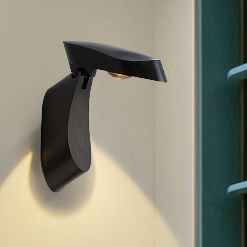 Rotatable Oval Surface Wall Sconce Modern Metal LED Bedside Wall Light Fixture in White/Black/Gold Finish