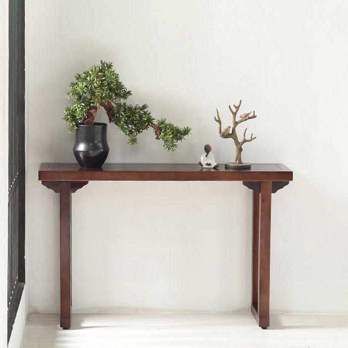Mid-Century Modern Console Accent Table Antique Finish Rectangle Console Sofa Table
