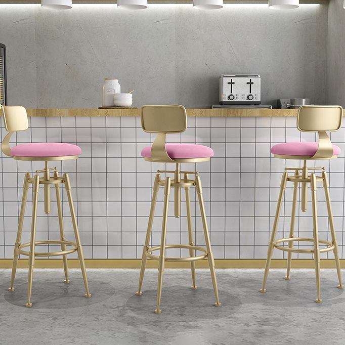 Glam Rotatable Liftable Counter Stool Iron Cashier Bar Stool with Cushion and Pedal