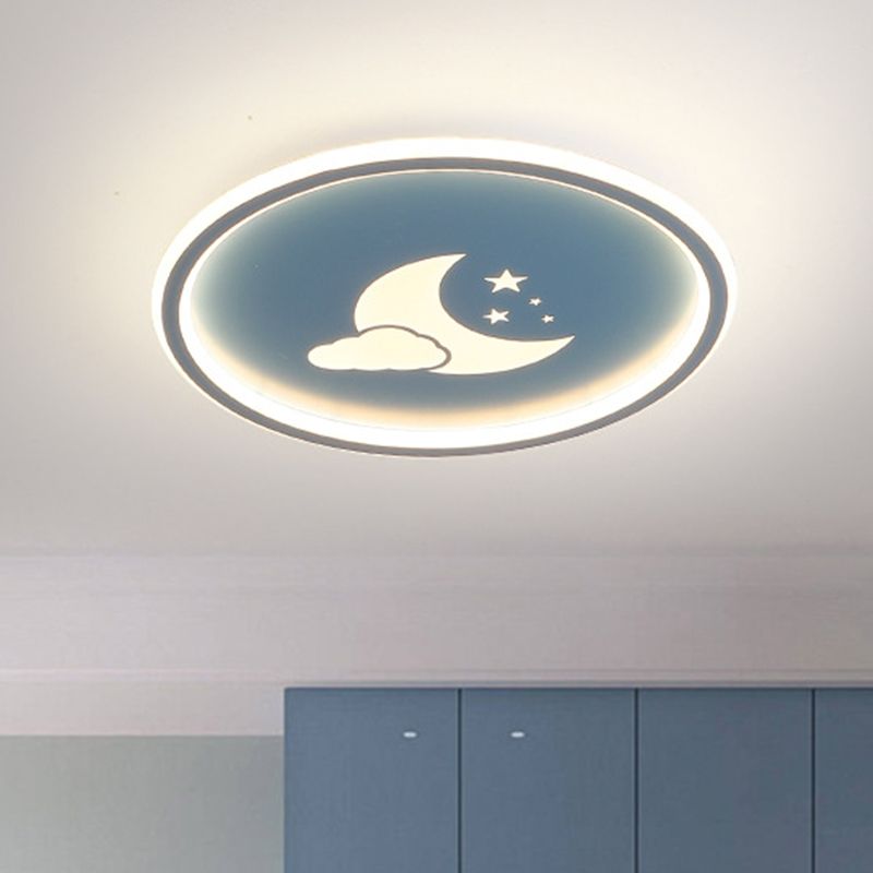 Lámparas de luz de Luna y estrella 1 lámparas modernas de techo de dormitorio incorporadas de metal ligero