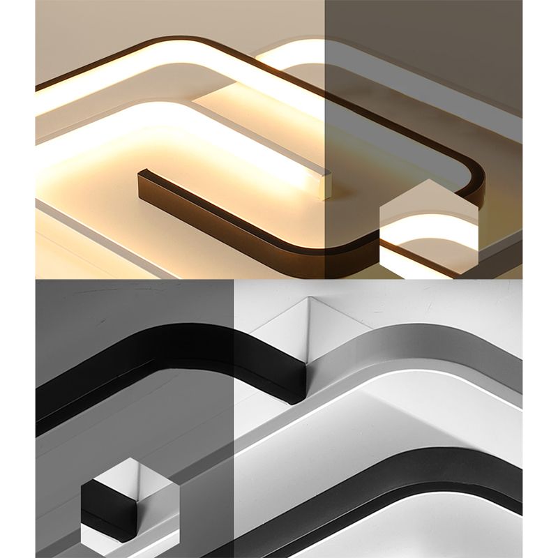 Linear Iron Flush Mount Modern Style Ceiling Light Fixture for Living Room