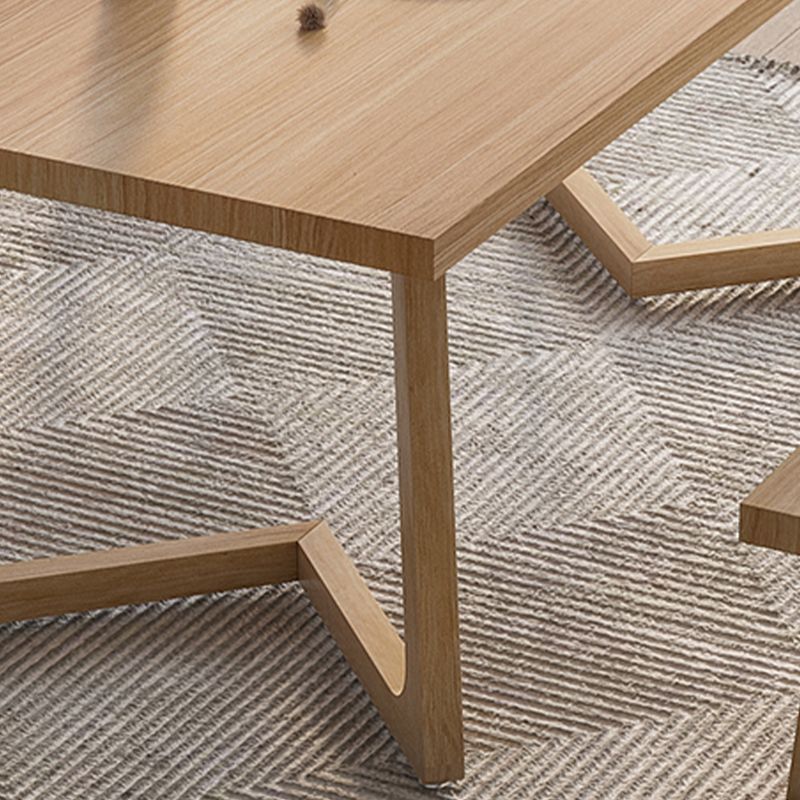 Natural Dining Table Contemporary Style Solid Wood Rectangle Dinner Table
