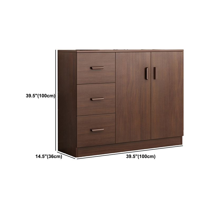 Mid-Century Modern Side Cabinet Brown Accent Cabinet With Doors