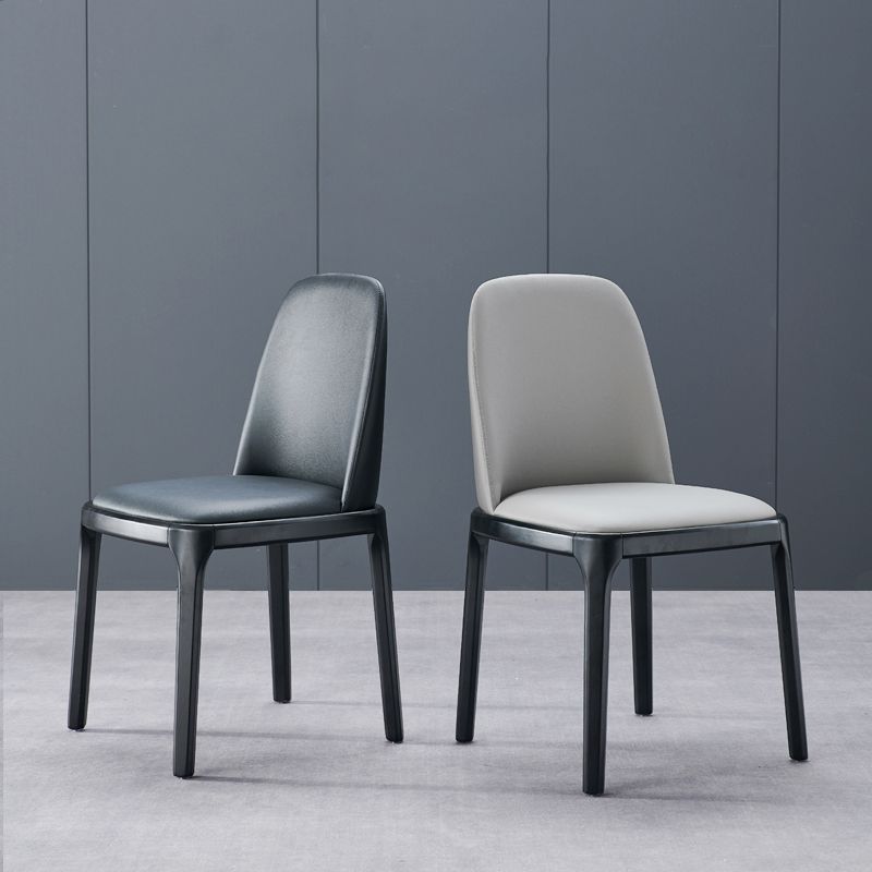 Contemporary Style Leather Chair Wooden Parsons Armless chair for Dining Room
