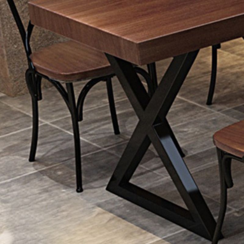 Industrial 1/5 Pieces Dining Set Rectangle Pine Wood Dining Table for Barbecue Shop