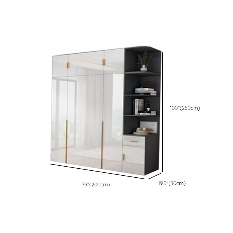 Engineered Wood Armoire Modern White Wardrobe Closet with Garment Rod