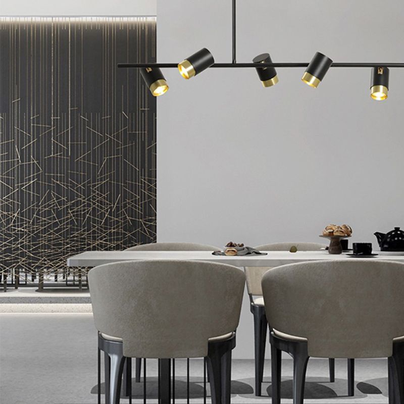 Contemporary Style Cylinder Island Lighting Ideas Metal Island Light Fixtures in Black