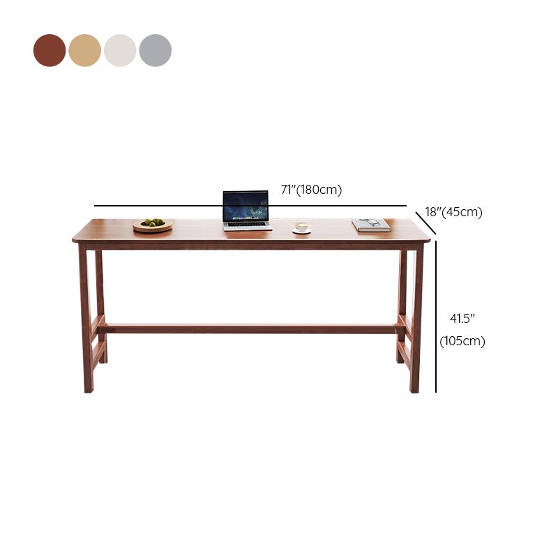 Modern Style Rectangle Bar Table Solid Wood Fixed Bistro Bar Desk for Living Room