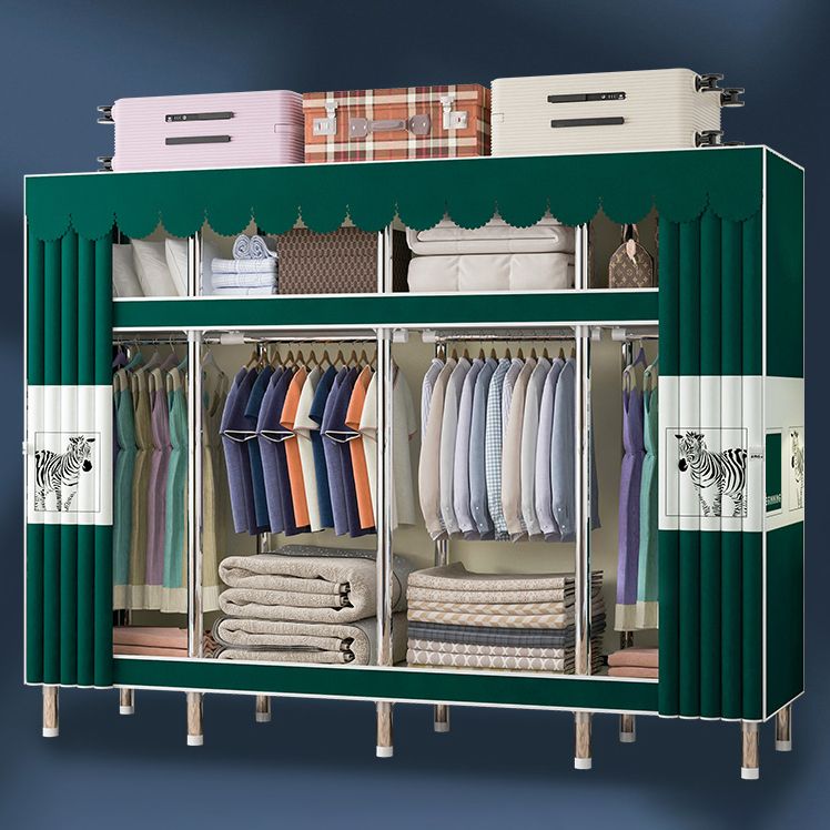 Contemporary Wardrobe Armoire with Shelves Steel Wardrobe Closet