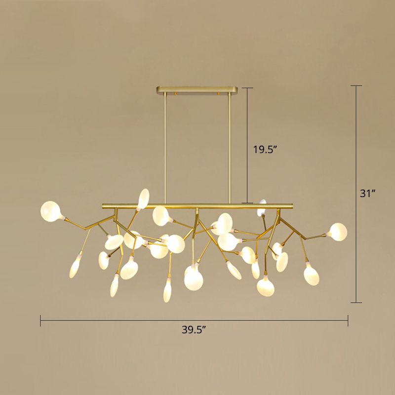 Minimalist Firefly Island Lamp Glass 27-Bulb Dining Room Suspended Lighting Fixture
