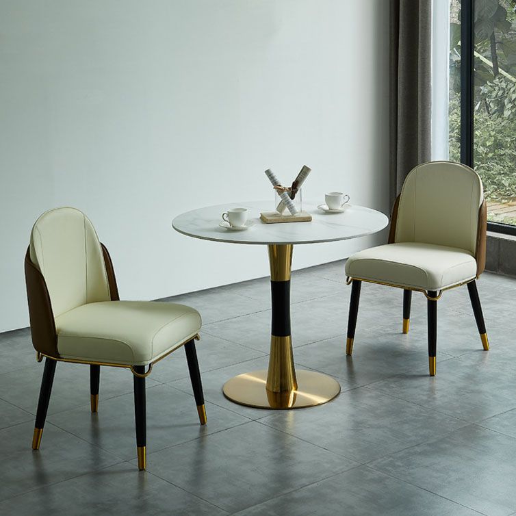 Sintered Stone Table Steel Traditional Luxury Round Indoor Table for Kitchen