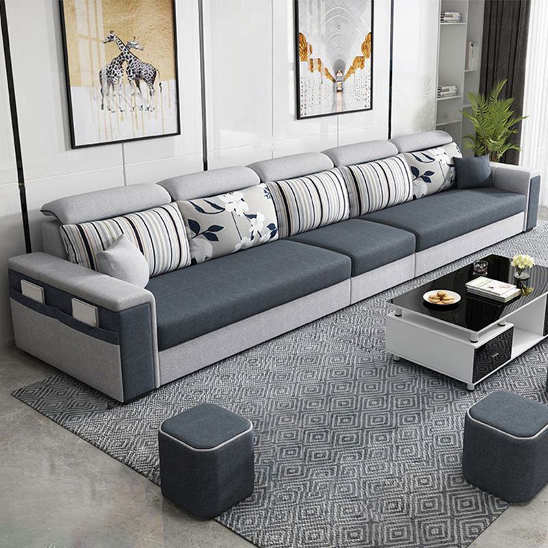 Dark Gray Removable Cushions Pillow Top Arm Sofa/Sectional with Slipcover and Storage
