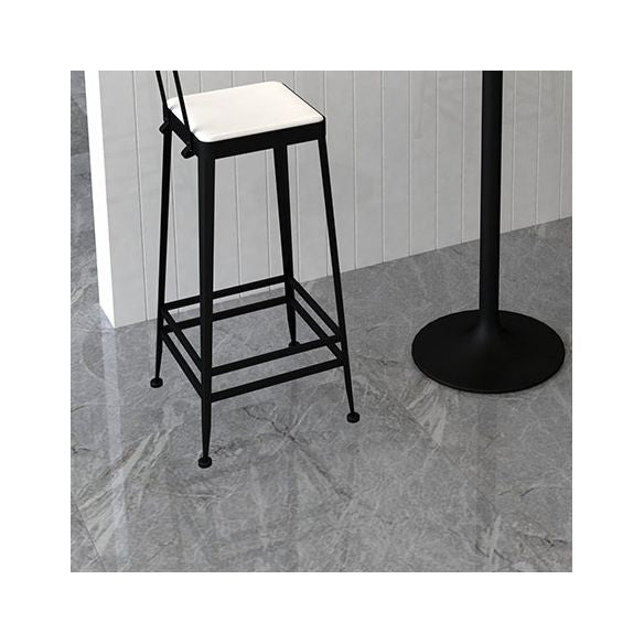 Industrial Low Back Barstools Square Bar Stools with Metal Base
