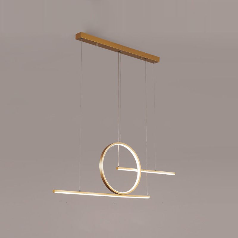 3-Light Ceiling Island Light Modern Style Linear Shape Metal Pendant Lighting