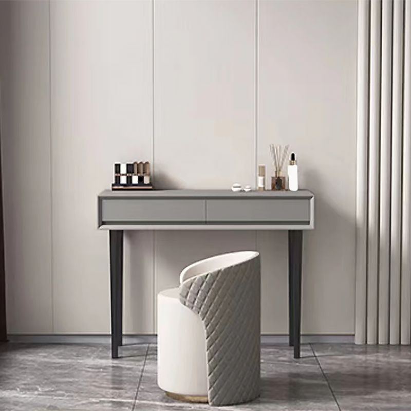 Gray Wood Vanity Desk Modern Simple 2 Drawers Dresser with Stool - 29.5" H