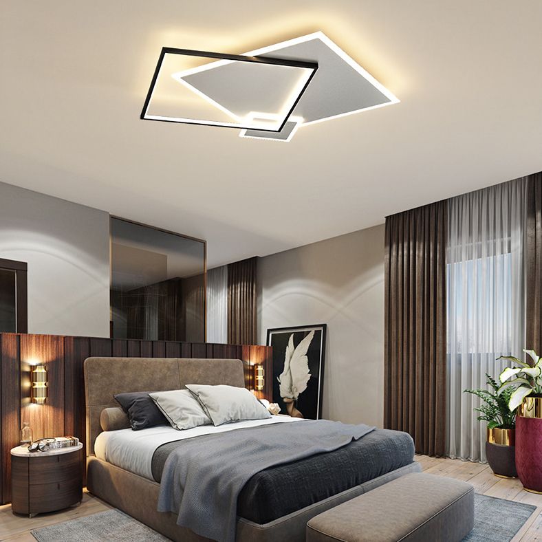 Acrylic Squares Flush Mount Light Minimalist Style LED Flush Mount Ceiling Light in Black-White